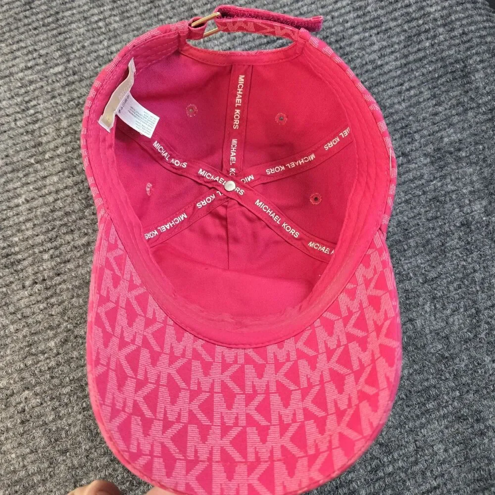 Michael Kors Woman’s Red Baseball Cap Hat Printed MK Logo Adjustable